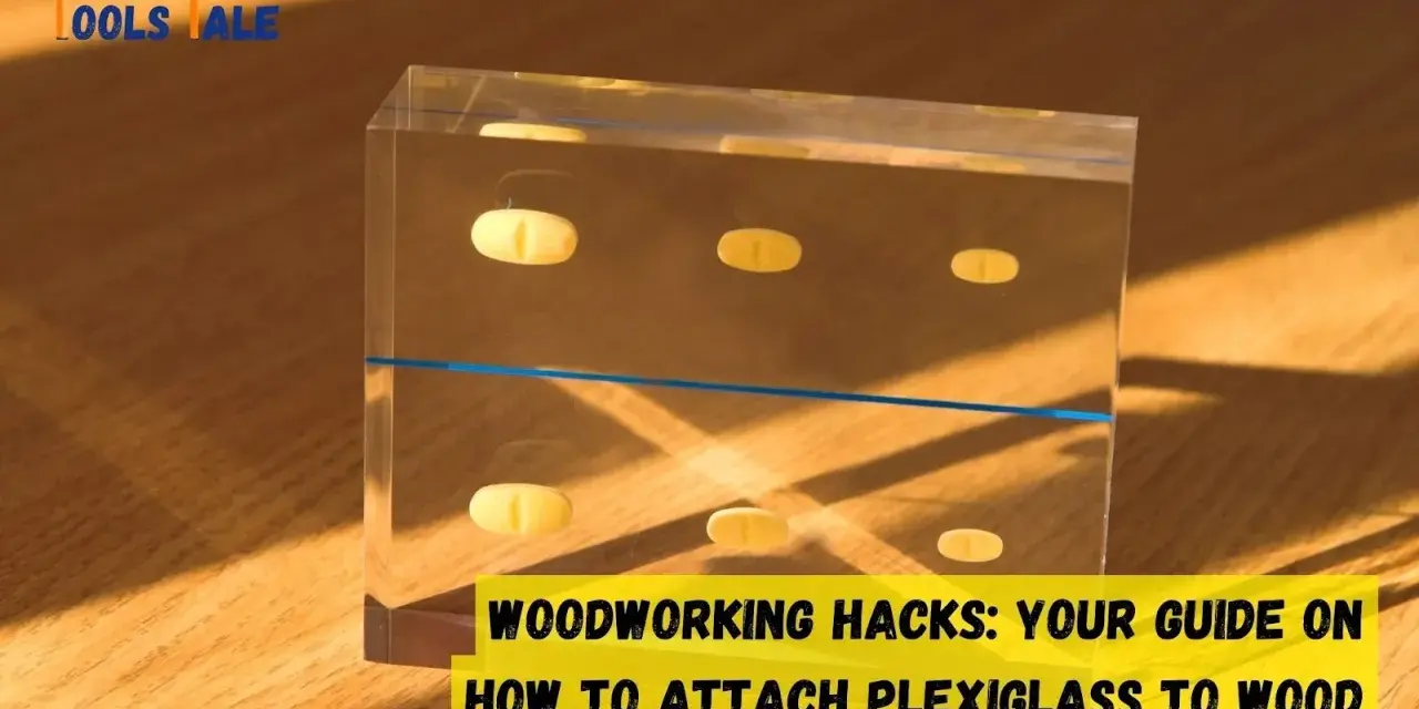 Woodworking hacks: Learn how to attach plexiglass to wood with this guide. The image shows a clear acrylic block with yellow oval shapes inside, resting on a wooden surface.