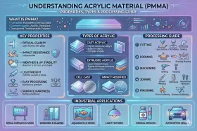 Acrylic, made of polymethyl methacrylate, offers optical clarity, impact resistance, and is lightweight. This guide details its properties, types, and processing.